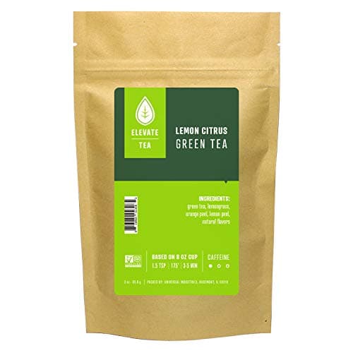 Elevate Tea Lemon Green Tea - Loose Leaf Green Tea, Medium Caffeine, 3 oz Pouch - 30 Cups, Hot & Iced Tea, No Artificials, 2 Pack - Image 1