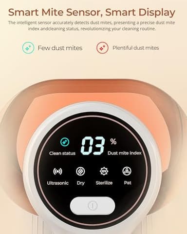 JIGOO Bed Vacuum Cleaner with Dust Sensor, Mattress Vacuum Cleaner with UV & Ultrasonic and High Heating, 13Kpa Suction 500W Powerful Double-Cup Handheld Vacuums (J300, Corded) - Image 2