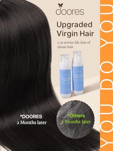 DOORES Hair Extensions Tape in Human Hair Natural Black 18 Inch 40pcs 100g, Remy Seamless Straight Real Human Hair Extensions - Image 2