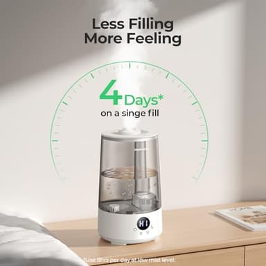 Homvana Humidifiers for Bedroom Home, 3.6 L Cool Mist Top-Fill 34H Super Long Time, Quiet 23dB, Baby Humidifier, Oil Diffuser for Large Room, Plants, Nursery, Office BPA FREE, 7 Color Light Ultrasonic - Image 4