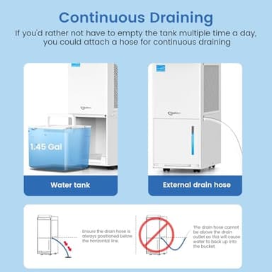 3,200 Sq.Ft Most Efficient Energy Star 2024 Dehumidifier,Vellgoo 36Pint/D Compressor Dehumidifier with Drain Hose, Smart Humidity Control for Basement, Home, Bedroom, Bathroom, Garage - Image 6