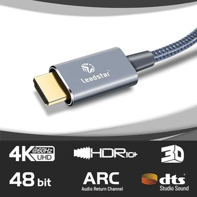 LEADSTAR HDMI Cable 4K 15 ft / 4.5m, High Speed HDMI 2.0 Cord Braided | 4K@60Hz, Ultra HD, 2160p, ARC, HDR, 3D, HDCP 2.2 | for Xbox, PS5, TV, Laptop, Monitor - Image 8
