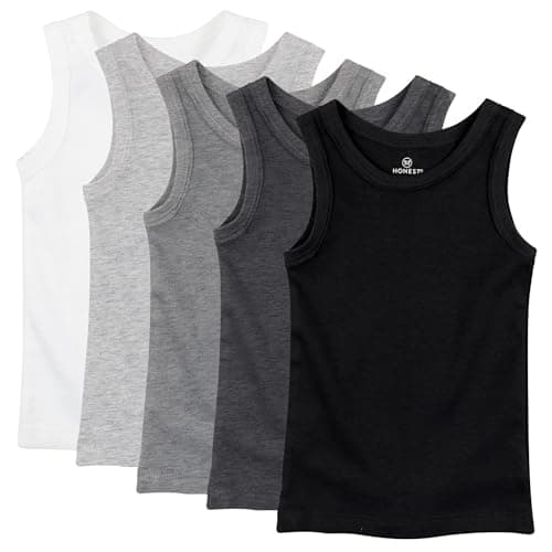 HonestBaby Sleeveless Muscle T-shirts 100% Organic Cotton for Infant Baby and Toddler Boys, Girls, 5-Pack Gray Ombre, 24 Months - Image 1