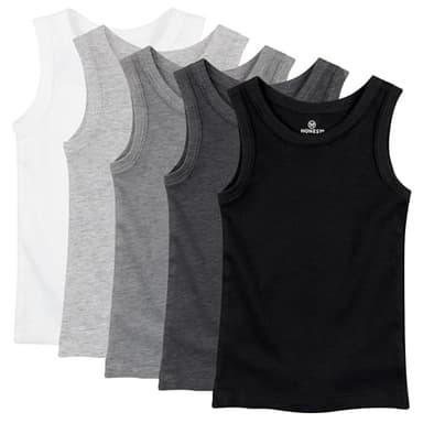 HonestBaby Sleeveless Muscle T-shirts 100% Organic Cotton for Infant Baby and Toddler Boys, Girls, 5-Pack Gray Ombre, 24 Months - Image 1