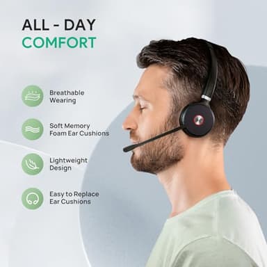 Yealink WH62 DECT Mono Teams Wireless Headset, 525 ft Range Work Headphone with 2X Noise Canceling Mic for IP Phone and Computer, Single Ear Headset with Call Control, Ringer,13H Talk Time - Image 9