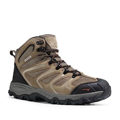 NORTIV 8 Men's Ankle High Waterproof Hiking Boots Outdoor Lightweight Shoes Trekking Trails Armadillo,Size 8,Taupe-Suede,160448_M - Image 3
