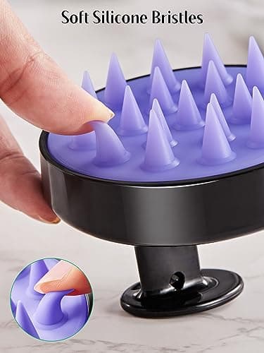 HEETA Scalp Massager Hair Growth 2-Pack, Soft Silicone Scalp Scrubber Shampoo Brush for Exfoliation Dandruff Removal Head Massage Stress Relax, Wet & Dry Use for Women Men Thick Thin Curly Hair Care - Image 7