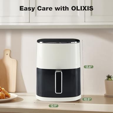 OLIXIS Air Fryer 6 Quart with Window Square Air Fryer 12-in-1 Air Fry, Roast, Reheat, Dehydrate, Bake, Steam, Fries, Custard, Chicken, Wings, Sea Food, Vegetabels,400F Beige - Image 2