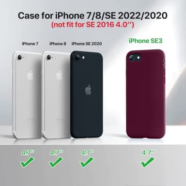 Miracase Ultra Slim Designed for iPhone SE Case 2022(3rd Gen)/iPhone SE 2020 Case(2nd Gen)/iPhone 7 Case/iPhone 8 Case with Screen Protector, Multi-Color Silicone Shockproof Phone Case(Wine Red) - Image 7