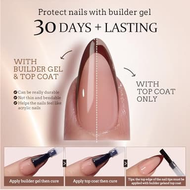 BTArtboxnails XCOATTIPS Press on Nails - French Tip Press on Nails, Fall Nails Short Almond Nail Tips, Skin Tones Soft Gel Nails False Nail, Soak Off Acrylic Nails Extensions Art - Image 5