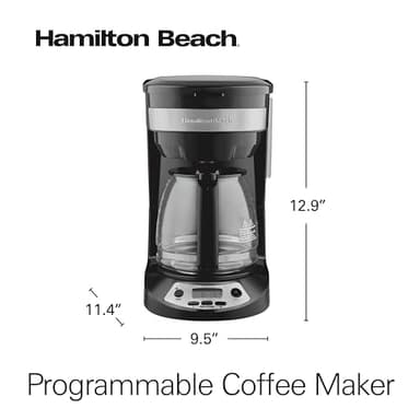Hamilton Beach 12 Cup Programmable Drip Coffee Maker, Brew Options, Glass Carafe (46299), Black with Stainless Accents - Image 9