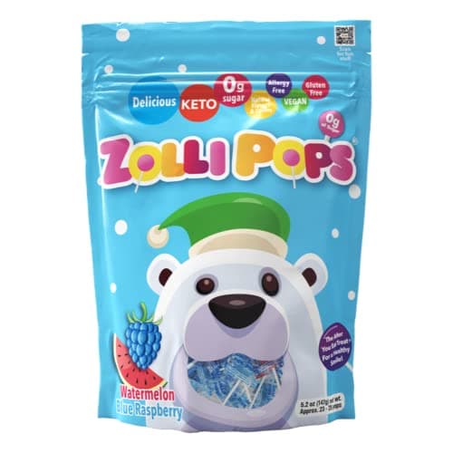 Zollipops Clean Teeth Pops Sugar Free Candy with Xylitol, Dye-Free Lollipops - Keto & Diabetic-Friendly, Dentist-Approved Treats for Kids (Watermelon-Blue Raspberry, 5.2 oz) - Image 1