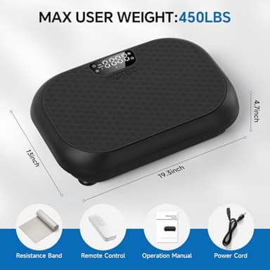 Taevno Vibration Plate Exercise Machine Weight Loss, Full Body Shaker Workout Vibration Plates Lymphatic Drainage, Stand Shake Vibrating Plate for Women Men 450 Lbs Capacity Fitness Platform Black - Image 7