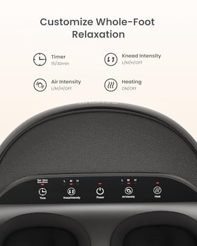 RENPHO Foot Massager Machine [2025 Upgraded], Shiatsu Foot Massager with Heat, Plantar Fasciitis Massager, True Feet Massage, Birthday Gifts for Women Mom Men Dad, Fits Up to Size 13 - Image 6