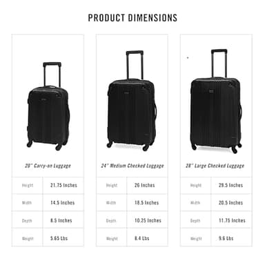 Kenneth Cole REACTION Out of Bounds Lightweight Hardshell 4-Wheel Spinner Luggage, Midnight Black, 28-Inch Checked - Image 6