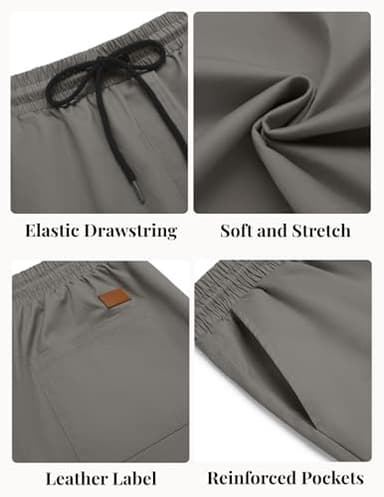 COOFANDY Men's Summer Beach Shorts Lightweight Elastic Waist Drawstring Golf Shorts Dark Grey - Image 4