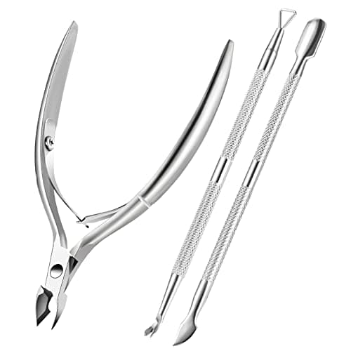 Cuticle Trimmer Cuticle Remover with Cuticle Pusher, XUNXMAS Professional Stainless Steel Durable Pedicure Manicure Tools Cutter Nipper Scissor Clipper for Fingernails and Toenails Dead Skin Silver - Image 1