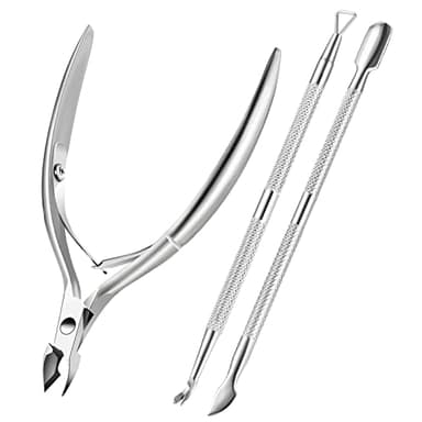 Cuticle Trimmer Cuticle Remover with Cuticle Pusher, XUNXMAS Professional Stainless Steel Durable Pedicure Manicure Tools Cutter Nipper Scissor Clipper for Fingernails and Toenails Dead Skin Silver - Image 1