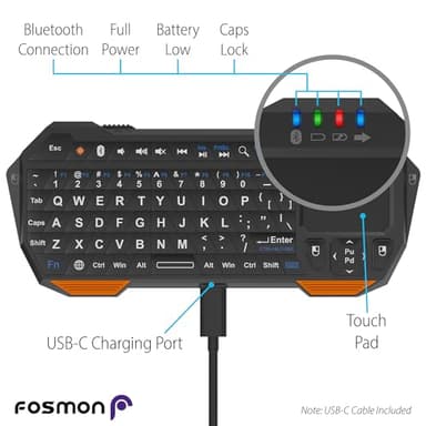 Fosmon Mini Bluetooth Keyboard (QWERTY Keypad), Wireless Portable with Touchpad, Compatible with Apple TV, Amazon Fire Stick, PS4, PS4 Pro, PS5, HTPC/IPTV, VR Glasses, Smartphones - Image 3