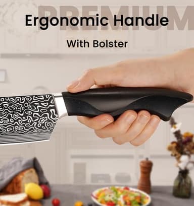 Knife Set, 15 Pieces Kitchen Knife Set with Built in Sharpener, High Carbon German Stainless Steel Knife Block Set, Dishwasher Safe - Image 8