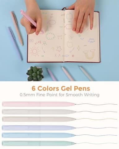 SKYDUE Cute School Supplies 44 PCS, Aesthetic Pencil Case with 12 Pastel Highlighters, 5 Black Gel Pens, 6 Color Gel Pens & Mechanical Pencils, College Essentials Students Stationary Set Pink - Image 5