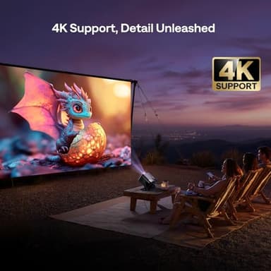 Aurzen BOOM mini Google TV Movie Projector with WiFi and Bluetooth, Voice Control, Family Mode, 20W Dolby Audio, Real-Time Focus, 4K Supported Smart Portable Home Theater Projector Outdoor, Black - Image 3