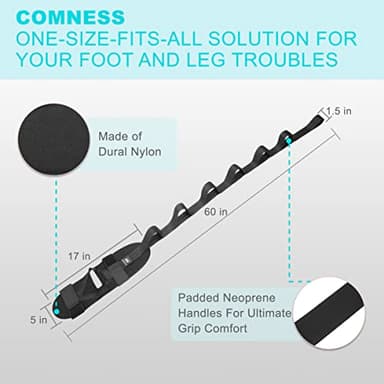 comness Foot and Calf Stretcher-Stretching Strap For Plantar Fasciitis, Heel Spurs, Foot Drop, Achilles Tendonitis & Hamstring. Yoga Foot & Leg Stretch Strap. (Black) - Image 5