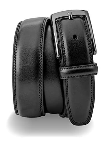 MILORDE Mens Leather Belt, Fashion & Classic Designs for Work Business and Casual (Size 34 (Waist 32), Whole Black) - Image 3