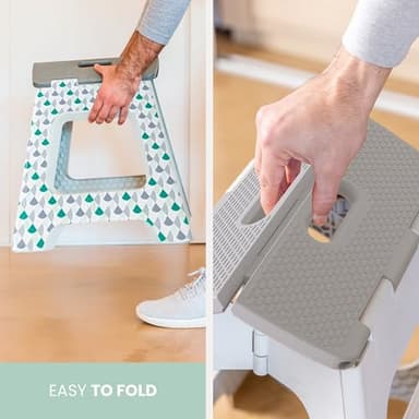 Vigar Compact Step Stool Foldable, 12-1/2-inch Step Stools for Adults up to 330 Pound, Lightweight Stool, Non-Slip Folding Step Stool, Geometric Body - Image 8