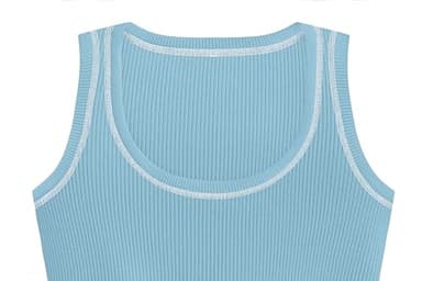 GKBK Women Ribbed Tank Top Sleeveless Casual Crew Neck Long Tank Fitted Strap Slim Basic Cami Tops Light Blue L - Image 3