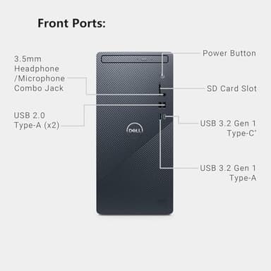 Dell Inspiron Intel Core i7-12700 Tower Desktop | 64GB RAM | 1TB SSD+1TB HDD | Intel UHD 770 Graphics | RJ45 | Wi-Fi + Bluetooth | Windows 11 Pro | Business & Home Use - Image 6
