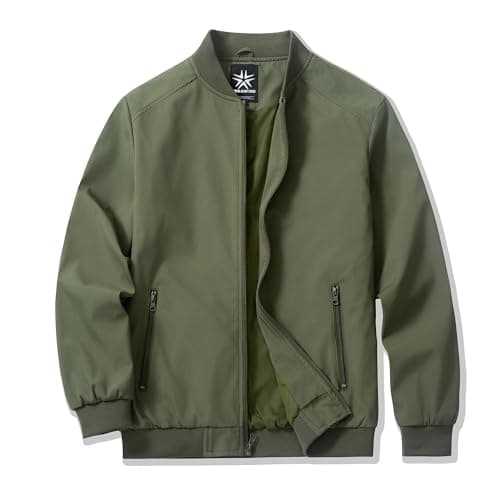 URBANFIND Men's Bomber Jackets Casual Lightweight Windbreaker Fashion Spring Fall Coats US XL Avocado Green - Image 1