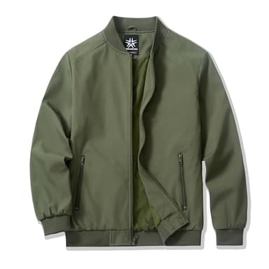URBANFIND Men's Bomber Jackets Casual Lightweight Windbreaker Fashion Spring Fall Coats US XL Avocado Green - Image 1
