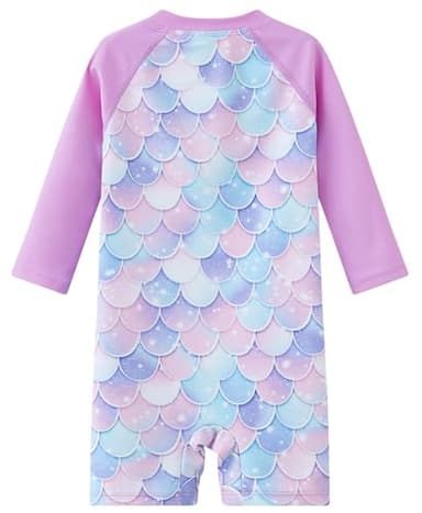 UMELOK Baby Girls' One Piece Swimsuit Infant Swimwear Rash Guard Swim Suit Full Zip with Long Sleeve UPF 50+ Sun Protection Swimsuit Scales-Purple,3Y - Image 2