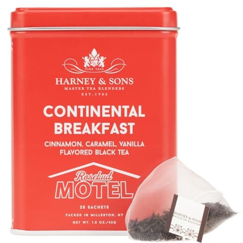 Harney & Sons Continental Breakfast, 20 sachets | Schitt's Creek Rosebud Motel Black Tea with Cinnamon, Caramel and Vanilla Flavors - Image 1
