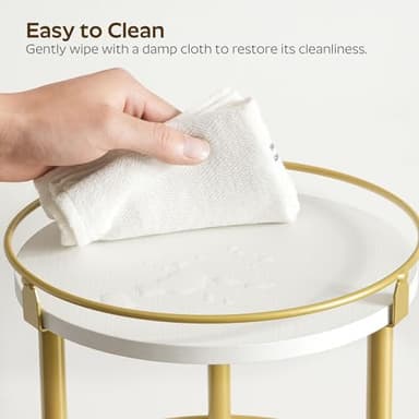 Yatiney 3-Tier Lazy Susan, Rotating Spice Rack, Spinning Organizer, Industrial Turntable Spice Rack for Cabinet, Kitchen Countertop, Pantry, White and Gold SR23DW - Image 8