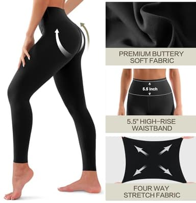 3 Pack Leggings for Women-No See-Through High Waisted Tummy Control Yoga Pants Workout Running Legging - Image 5