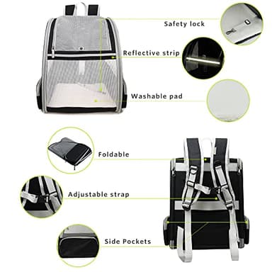 Texsens Innovative Traveler Bubble Backpack Pet Carriers for Cats and Dogs (Black) - Image 4