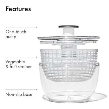 OXO Good Grips Salad Spinner | Lettuce Spinner | Fruit Washer | Fruit Washing Bowl with Strainer | Vegetable Cleaner | Salad Cleaner | Lettuce Washer | 6.22 Quart Capacity - Image 8