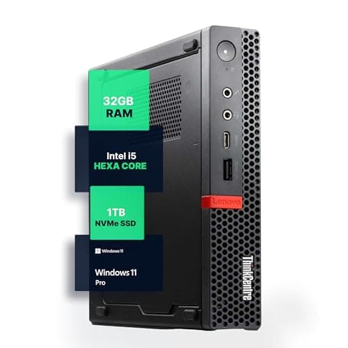 Lenovo M720Q ThinkCentre Mini PC | Windows 11 Pro | Intel i5-8400T | 32GB RAM + 1TB NVME | 5G WiFi + BT | Home or Office Micro Desktop Computer (Renewed)