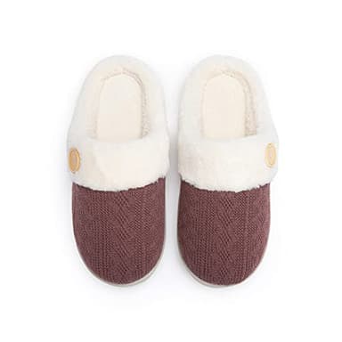 Chantomoo Womens Slipper Warm Comfy Memory Foam House Slippers Knitted Shoes Faux Fur Lined Anti-Skid Rubber Sole Bedroom Cozy Indoor Outdoor Slippers Purple Size 11 12 10.5 - Image 5