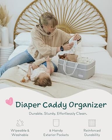 Lily Miles Baby Diaper Caddy - Large Organizer Tote Bag for Newborn essentials Boy or Girl - Baby Shower Basket - Nursery Must Haves - Registry Favorites - Newborn Caddie Car Travel - Image 2