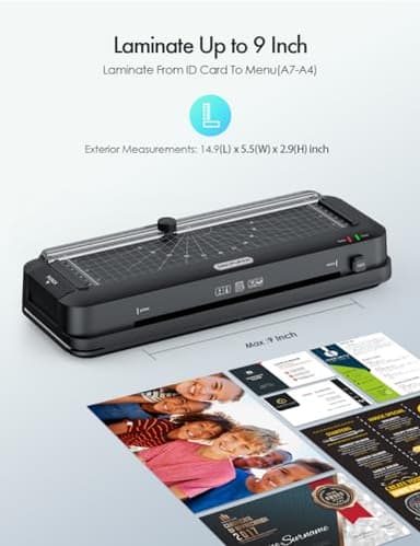 SINOPUREN 9-Inch Thermal Laminator Machine, 3-in-1 Laminator with Built-in Paper Trimmer, Hole Punch & Corner Rounder, 10 Laminating Pouches, Fast 3-Min Warm-Up, Jam-Free for Home, Office, School - Image 4