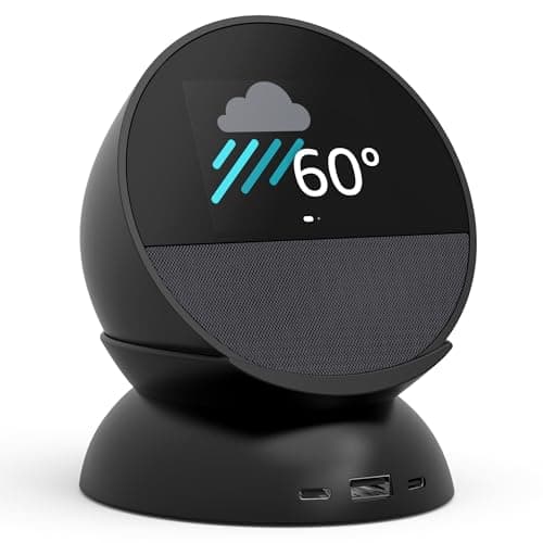 Echo Spot Bundle: Includes Echo Spot (2024 Release) | Black & Made for Amazon Stand with USB-C and USB-A Charging Ports | Black - Image 1