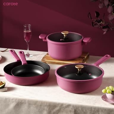 CAROTE Non Stick Pots and Pans Set, Cookware Sets Nonstick, Kitchen Cooking Set with Stay-Cool Handles,with Silicone Tools and Pot Protectors,17 Piece - Image 8