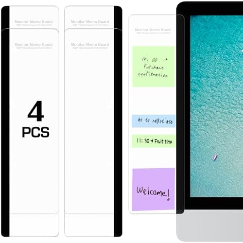 Monitor Memo Board, 4PCS Transparent Computer Monitor Side Panel Creative Desktop Memo Board, Acrylic Desktop Computer Sticky Note Holder for Home Office - Image 1