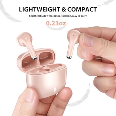 Wireless Earbuds for Samsung S25 S24 Ultra S23 Fe S22+ S21, 5.3 Bluetooth Earbuds Cordless Ear Buds with Mic Touch Stereo Wireless Headphone for iPhone 17 Air 16 15 Pro Max 14 Plus Pixel 10 XL, Pink - Image 7