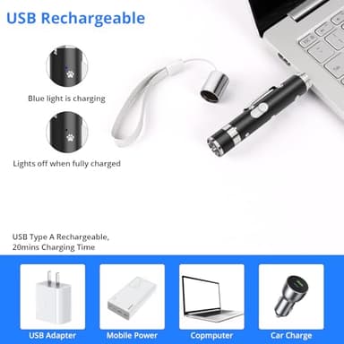 OUMSIS Cat Toys, USB Rechargeable Interactive Cat Mouse Toys, 3 Light Modes & 5 Adjustable Patterns, Portable Kitten Toy for Indoor Cats & Dogs, Training & Exercise Fun - Image 5