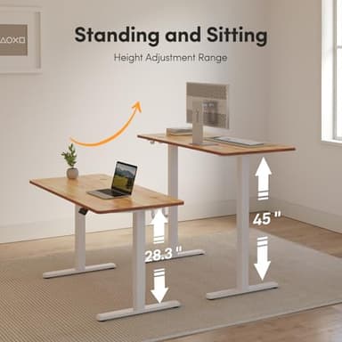 FEZIBO Electric Standing Desk, 55" x 24" Adjustable Height Sit/Stand Desk for Home Office, Ergonomic Workstation Computer Desk, Light Rustic - Image 4