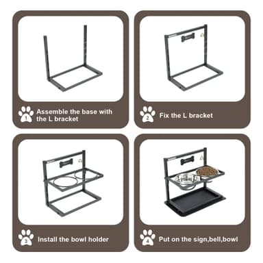 Elevated Dog Bowls with Slow Feeder for Large Dogs – Adjustable Raised Stand with 2 Stainless Steel Bowls & Spill-Proof Mat, Non-Slip Dog Feeder for Large & Medium Dogs (Black) - Image 6